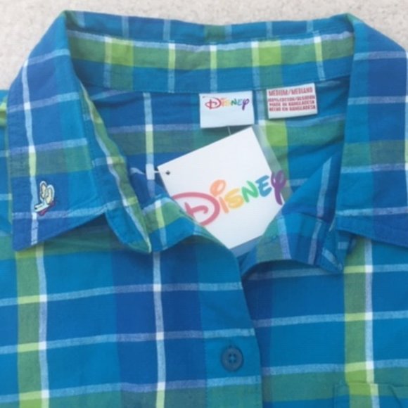 Disney Vintage Eeyore Women’s Plaid Sleeveless Button Down Collar Top Medium NWT - Picture 3 of 10
